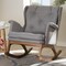 Baxton Studio Maggie Grey Upholstered Walnut-Finished Rocking Chair 143-7847 - alternate 2